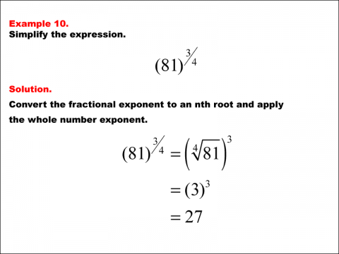 Math Example--Exponential Concepts--Rational Exponents--Example 10