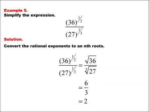 Math Example--Exponential Concepts--Rational Exponents--Example 5