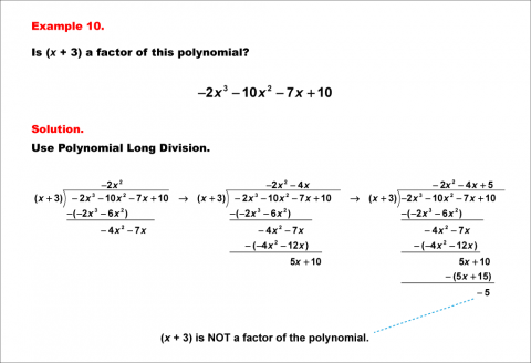 Math Example--Polynomial Concepts--Polynomial Long Division--Example 10