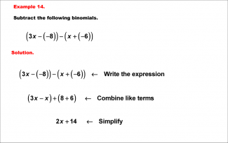 Math Example--Polynomial Concepts--Adding and Subtracting Binomials: Example 14