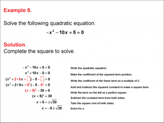 Math Example--Quadratics--Completing the Square: Example 8