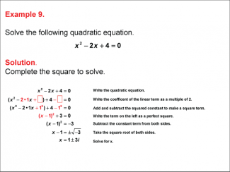 Math Example--Quadratics--Completing the Square: Example 9