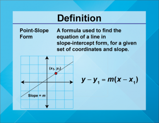 Definition--Linear Function Concepts--Point-Slope Form