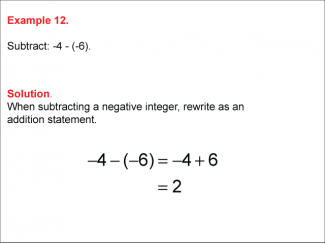 Math Example--Numerical Expressions--Subtracting Two Integers: Example 12
