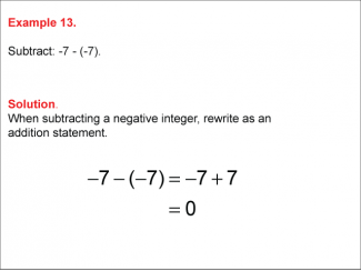Math Example--Numerical Expressions--Subtracting Two Integers: Example 13