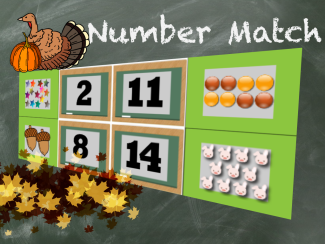 Interactive Math Game--Number Match Game--Thanksgiving Edition