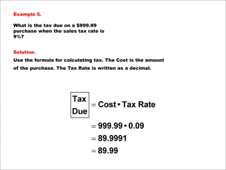 Math Example--Math of Money--Calculating Tax--Example 5