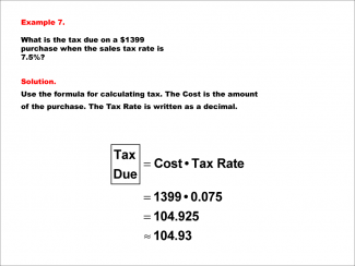 Math Example--Math of Money--Calculating Tax--Example 7