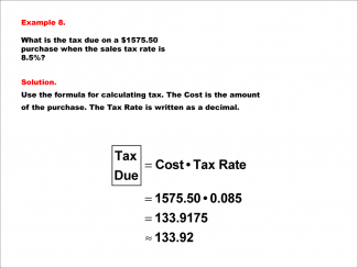 Math Example--Math of Money--Calculating Tax--Example 8