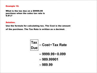 Math Example--Math of Money--Calculating Tax--Example 10