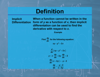 Definition--Calculus Topics--Implicit Differentiation