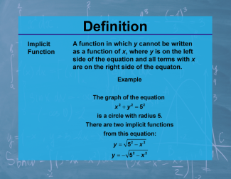 Definition--Calculus Topics--Implicit Function
