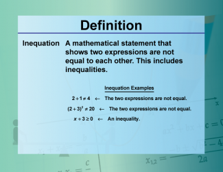 Definition--Equation Concepts--Inequation