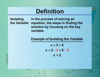 Definition--Equation Concepts--Isolating the Variable