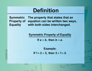 Video Definition 34--Equation Concepts--Symmetric Property of Equality