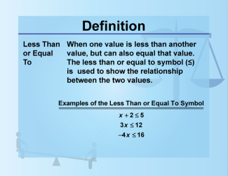 Definition--Inequality Concepts--Less Than Or Equal To