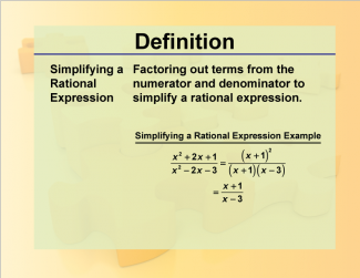 Definition--Rationals and Radicals--Simplifying a Rational Expression