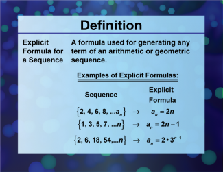 Definition--Sequences and Series Concepts--Explicit Formula for a Sequence