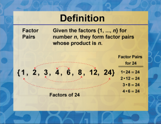 Definition--Factors and Multiples--Factor Pairs
