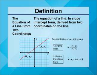 Definition--Linear Function Concepts--The Equation of a Line From Two Coordinates