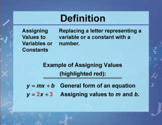 Definition--Variables, Unknowns, and Constants--Assigning Values to Variables