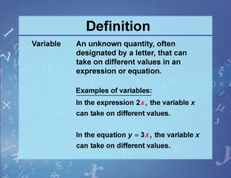 Definition--Variables, Unknowns, and Constants--Variable