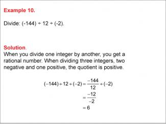 Math Example--Numerical Expressions--Dividing Integers: Example 10