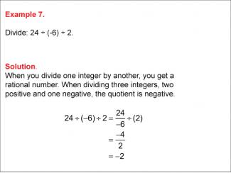 Math Example--Numerical Expressions--Dividing Integers: Example 7