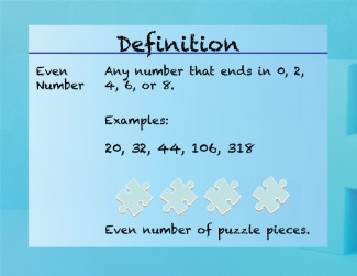 Elementary Math Definitions--Addition Subtraction Concepts--Even Number