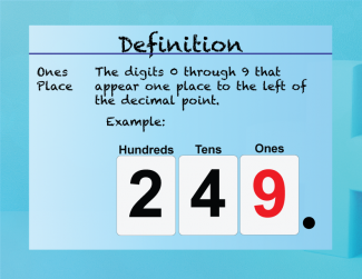 Elementary Math Definitions--Addition Subtraction Concepts--Ones Place
