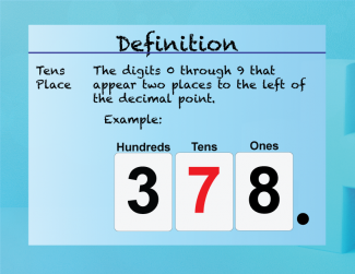 Elementary Math Definitions--Addition Subtraction Concepts--Tens Place