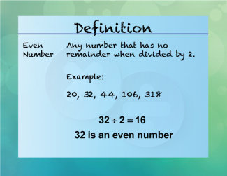 Elementary Definition--Multiplication and Division Concepts--EvenNumber