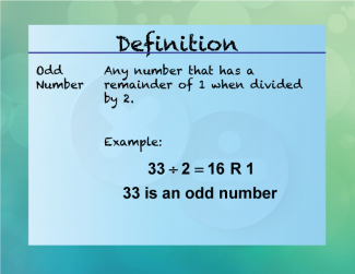 Elementary Definition--Multiplication and Division Concepts--OddNumber