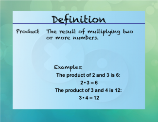 Elementary Definition--Multiplication and Division Concepts--Product