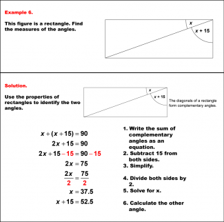 Math Example--Solving Equations--Solving Equations with Angle Measures 2--Example 6
