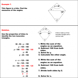 Math Example--Solving Equations--Solving Equations with Angle Measures 2--Example 7