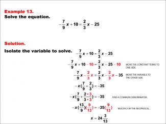 Math Example--Solving Equations--Equations with Fractions: Example 13