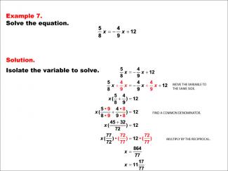 Math Example--Solving Equations--Equations with Fractions: Example 7