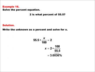 Math Example--Percents-- Equations with Percents: Example 16