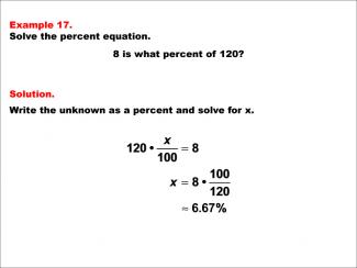 Math Example--Percents-- Equations with Percents: Example 17