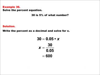Math Example--Percents-- Equations with Percents: Example 36