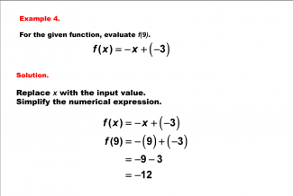 Math Example--Linear Function Concepts--Evaluating Linear Functions: Example 4