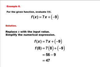 Math Example--Linear Function Concepts--Evaluating Linear Functions: Example 8