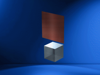 Animated Math Clip Art--3D Geometry--Cube with Vertical Cross-Section