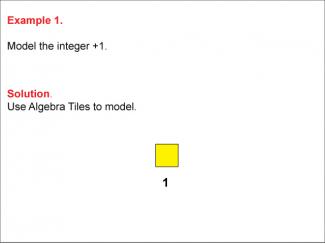Math Example: Modeling Integers Using Algebra Tiles: Example 1