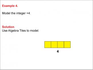 Math Example: Modeling Integers Using Algebra Tiles: Example 4