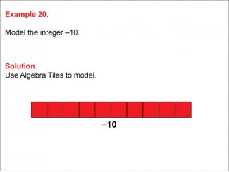 Math Example: Modeling Integers Using Algebra Tiles: Example 20