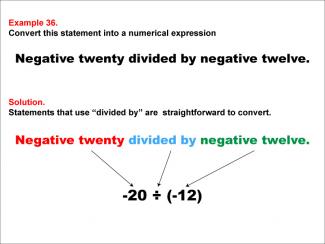 Math Example: Language of Math--Numerical Expressions--Division--Example 36