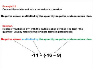 Math Example: Language of Math--Numerical Expressions--Grouping Symbols--Example 22