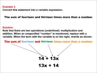 Math Example: Language of Math--Variable Expressions--Multiplication and Addition--Example 3